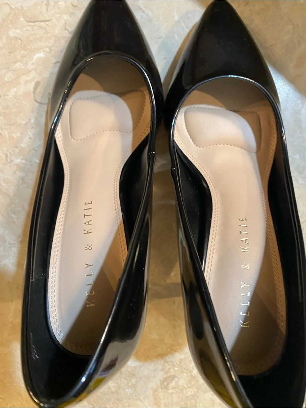 Kelly & Katie Black Patent Pointed Pumps